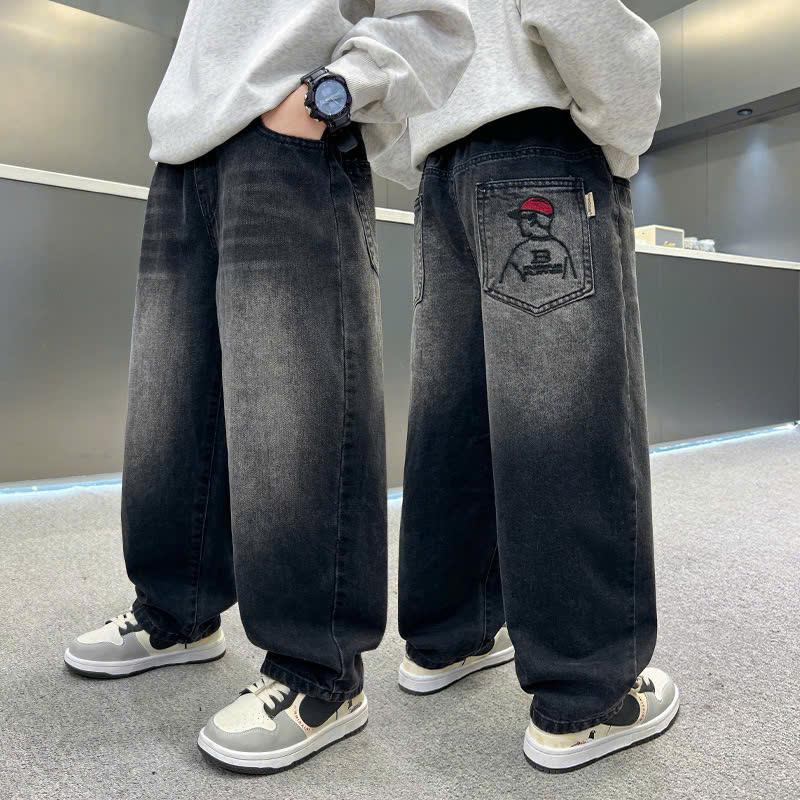 [M 6608 ] Quần Jeans size 15-63KG phom becghi thêu Boy Năng Động Cho Bé Trai Chất Liệu Jean Đứng Fom Phong Cách Độc Đáo với Thiết Kế Thêu Độc Đáo