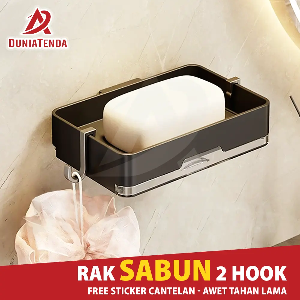 DT Rak Tempel Dinding Kamar Mandi Tempat Sabun Batang Tanpa Bor ABS Minimalis Serbaguna