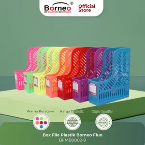 Borneo Tempat Penyimpanan Dokumen Box File Plastik dengan Ukuran 24.5cm x 8cm x 30cm - Fluo Biru