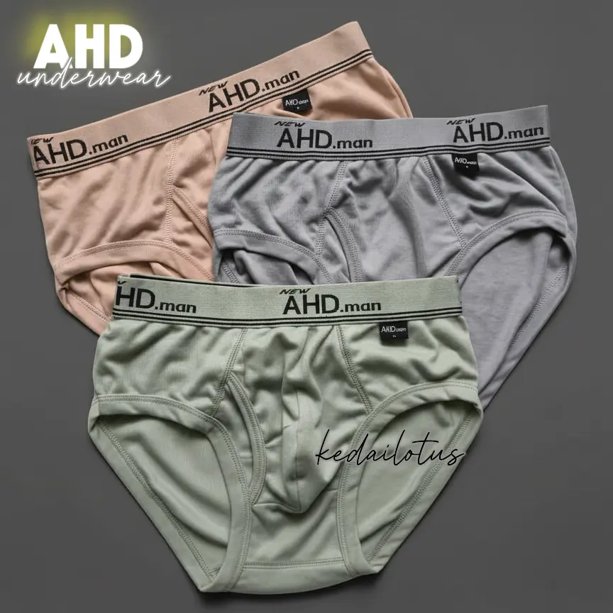 AHD.man Celana Dalam Pria Dewasa 3 PCS Bahan Katun Lembut Nyaman Polos Karet Boxer Pendek M-XXL dengan Desain Sederhana Stylish dan Lubang Kencing di Bagian Depan