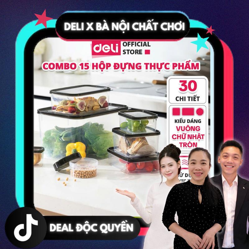 BÀ NỘI CHẤT CHƠI X DELI - COMBO 15 HỘP, Hộp đựng thực phẩm Deli Hũ nhựa, lọ nhựa siêu kín chống ẩm mốc, bảo quản đồ ăn Đựng Đồ Ăn Đựng Gia Vị