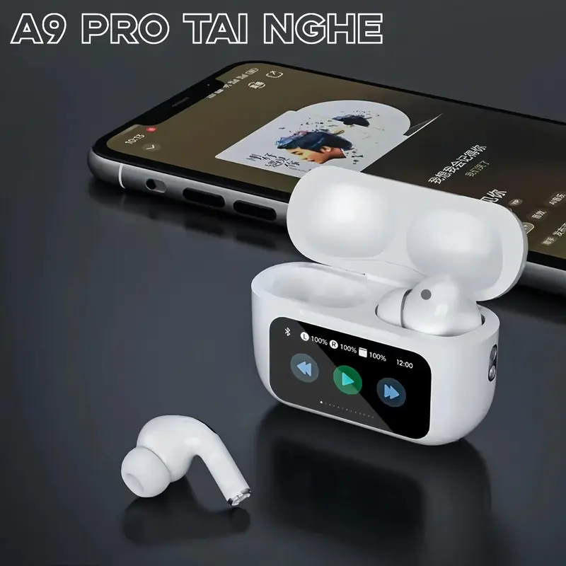 Tai Nghe Thông Minh A9 PRO ANC/ENC [3 Quà tặng miễn phí] 1 Dây buộc+1 Bao tay chơi game+1 Nhãn dán hoạt hình, Màn Hình LCD Cảm Ứng Màu, Bass Siêu Căng,Bluetooth 5.4, Hình Nền Tùy Chỉnh, Hiển Thị Lời Bài Hát | BigBuy360 - bigbuy360.vn