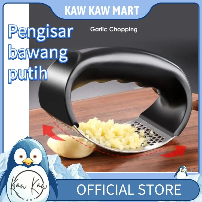 Stainless Steel Garlic Press Grinding Crush Tool Slicer Multifungsi Keluli Tahan Karat Tekan Bawang Putih Pengisar Parut