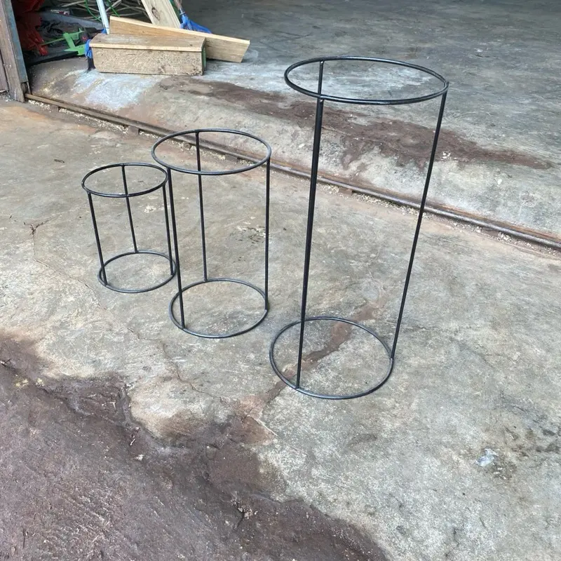 TERMURAH ! Harga 1 Set ( 3 pcs ) Standing Pot Bunga Tanaman Bulat 3in1 !! Bahan Besi SNI 2
