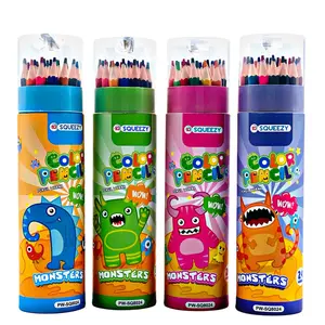 PENSIL WARNA TABUNG SQUEEZY 24 WARNA PWSQ-8024 / Pensil Gambar Tabung SQUEEZY 24 Warna Panjang 8024