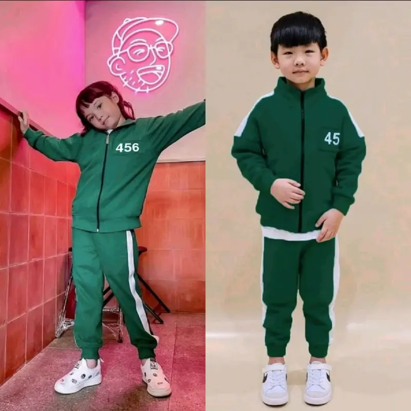 Squid Game 2 Setelan Jaket Resleting Anak Viral Terbaru 1-12 Tahun Fashion Anak-Anak Parsel 4