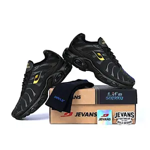 Jevans Sepatu Kasual Unisex Jvs-Tn Sneakers Model Casual Outdoor Pria Wanita Terbaru Bahan Premium Anti-Slip Hitam Shoes Sneakers Running Olahraga Sport Kerja Black