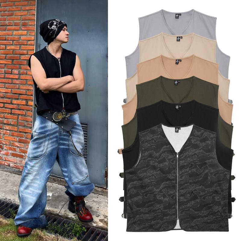 YOBA | Áo Gile - Áo Khoác Gile Kaki 6 Màu Dáng Rộng Nam Nữ, Zip-Up Vest, Bigsize 130kg, 6 Màu Dáng Rộng, Thời Trang Linh Hoạt Tiện Lợi Cho Mọi Dịp