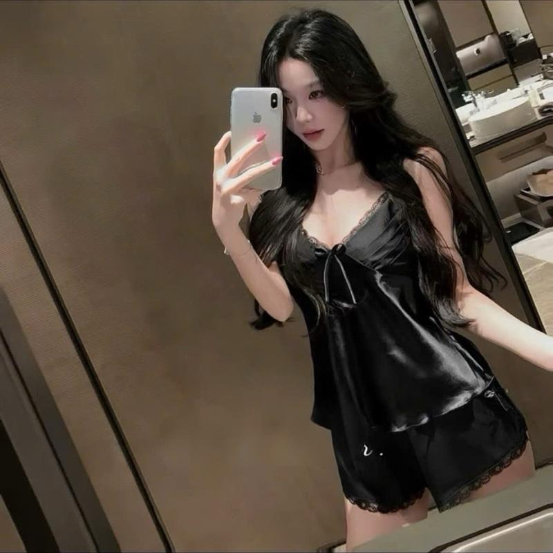  Chuẩn Bigsize| Bộ Ngủ Lụa Latin Hở Lưng 2 Dây Xếp Ly Ngực Phối Ren bigsize 50-90kg chupa chubby đồ ngủ bigsize nữ 