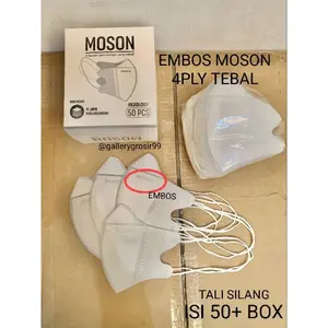 MASKER DUCKBILL HIJAB MOSON 4PLY EMBOS ISI 50PCS+BOX