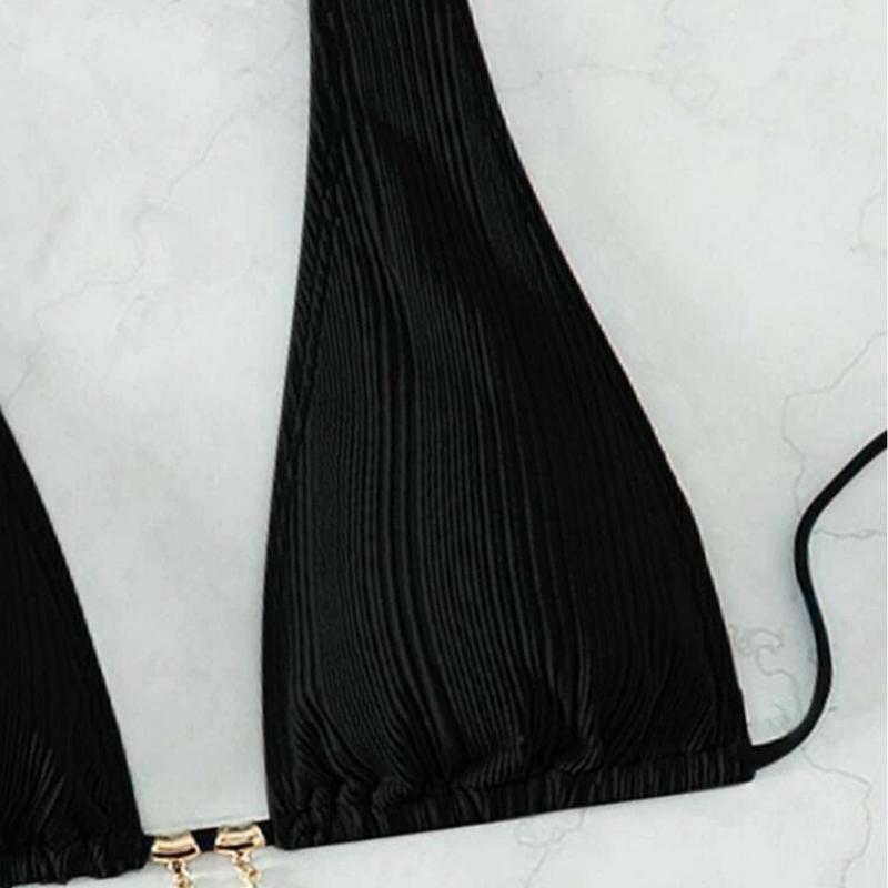 Áo Tắm Bikini, Màu Trơn Có Dây Đeo Cổ 2