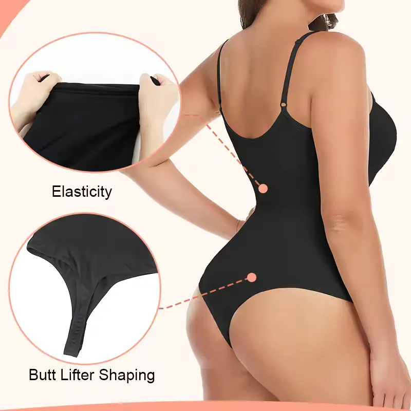 Women Sexy Shapewear Bodysuit Soft Full Body Shaper Tummy Control Thong Butt Lifter Corset Waist Trainer Underwear Hook Eyes Crotch Camisole Adjustable Strap Lingerie 5 Colors Available,2025 Spring 2