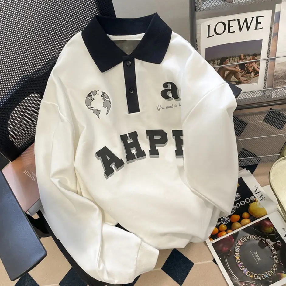 Vallina - AHPH Collar Sweater Oversized Outerwear Unisex Korean Remaja Wanita Pria Premium