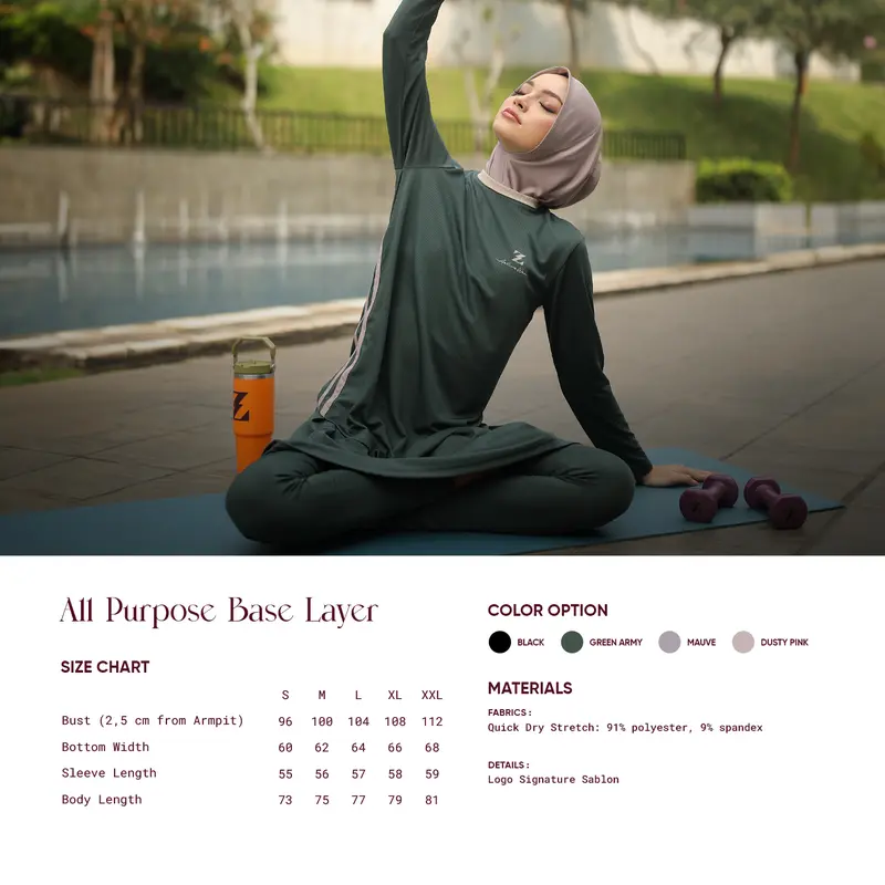 All purpose Base Layer Dusty Pink Zaskia Sungkar Active ZS 5