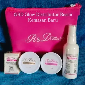 R&D Glow Skincare All in One Original 100% BPOM untuk Mencerahkan Melembabkan & Mengglowingkan Wajah - Day Cream, Night Cream, Fresh Toner, Facial Wash Milk Rice