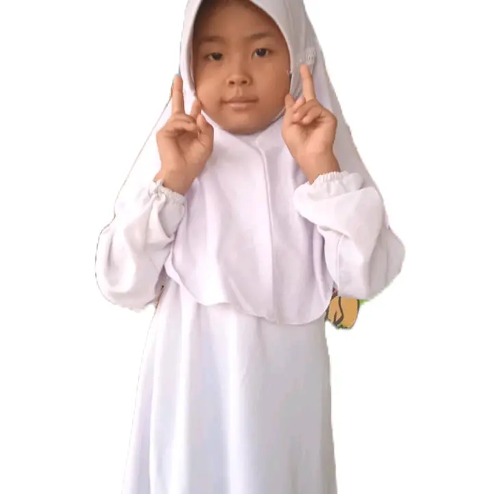 Gamis manasik anak perempuan gamis muslim anak gamis putih polos anak perempuan usia 3-7tahun  Baju Katun Lembut Nyaman Atasan Haji Syari Dress Panjang