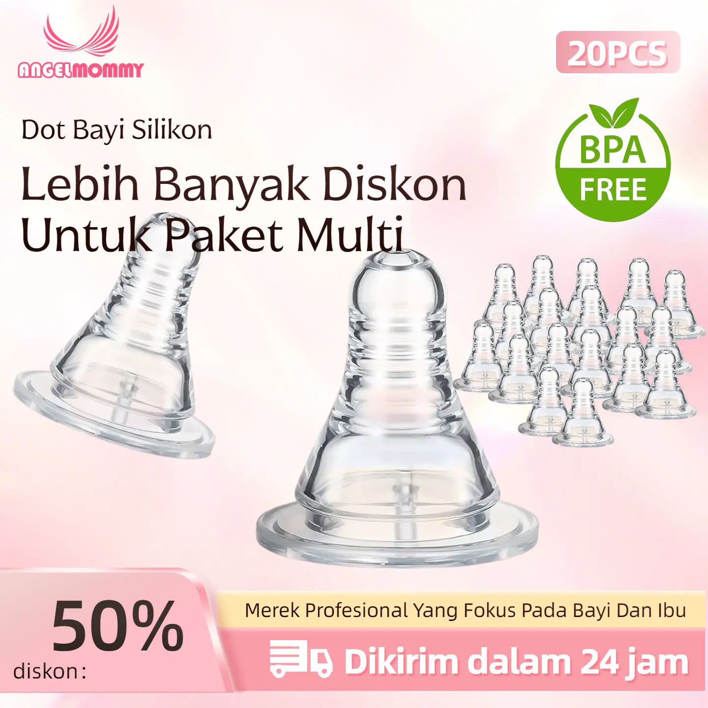 Angel Mommy 20 Pcs Dot Bayi Silikon  BPA Free  Anti Perut Kembung untuk Bayi Baru Lahir Diskon Besar Paket Multi nipple XNZ