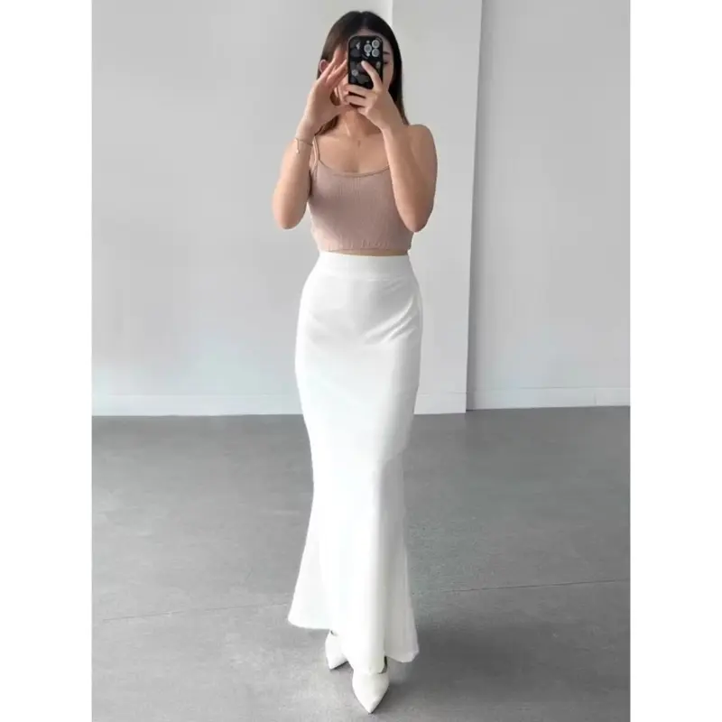 Rok Skirt Lunar Mermaid Duyung Wanita Kekinian Maxi Midi Bahan Scuba Elastis Melar Viral 2025 0