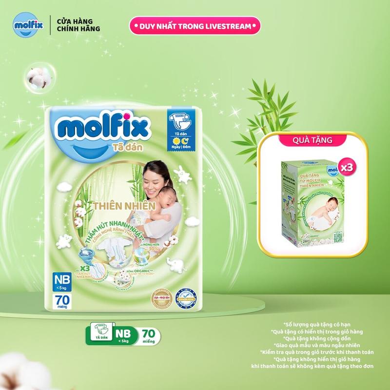 [Bao bì thay đổi theo từng đợt nhập hàng] M07 - [BAO BÌ MỚI] Tã/ Bỉm Dán Thiên Nhiên Molfix Jumbo Cho Bé