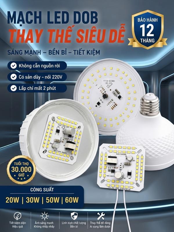 Mạch Tròn Đèn LED 20w 30w 40w 50w 60w hàn sẵn dây nối 220v