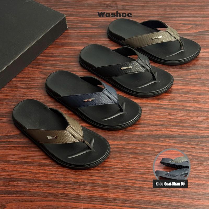 Dép Khâu Đế Nam Quai Ngang Caro Khâu Tàng Hình WOSHOE Dép Lê Nam Đẹp Cao Cấp Đế…