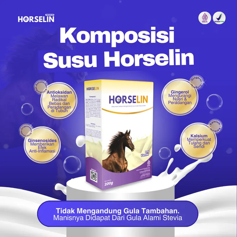 Susu Kuda untuk Pegal Linu Tulang Sendi Saraf HORSELIN Susu Kuda Liar Sumbawa Asli (200gr) 3