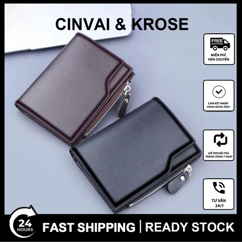 Jolizeon Ví Ngắn Cho Nam Ví Gấp Ba Lần Mới Nhiều Khe Cắm Thẻ 13 Vị Trí Có Thể Điều Chỉnh Có Khóa Kéo Ví Đựng Tiền Xu Wallet Hình Chữ Nhật