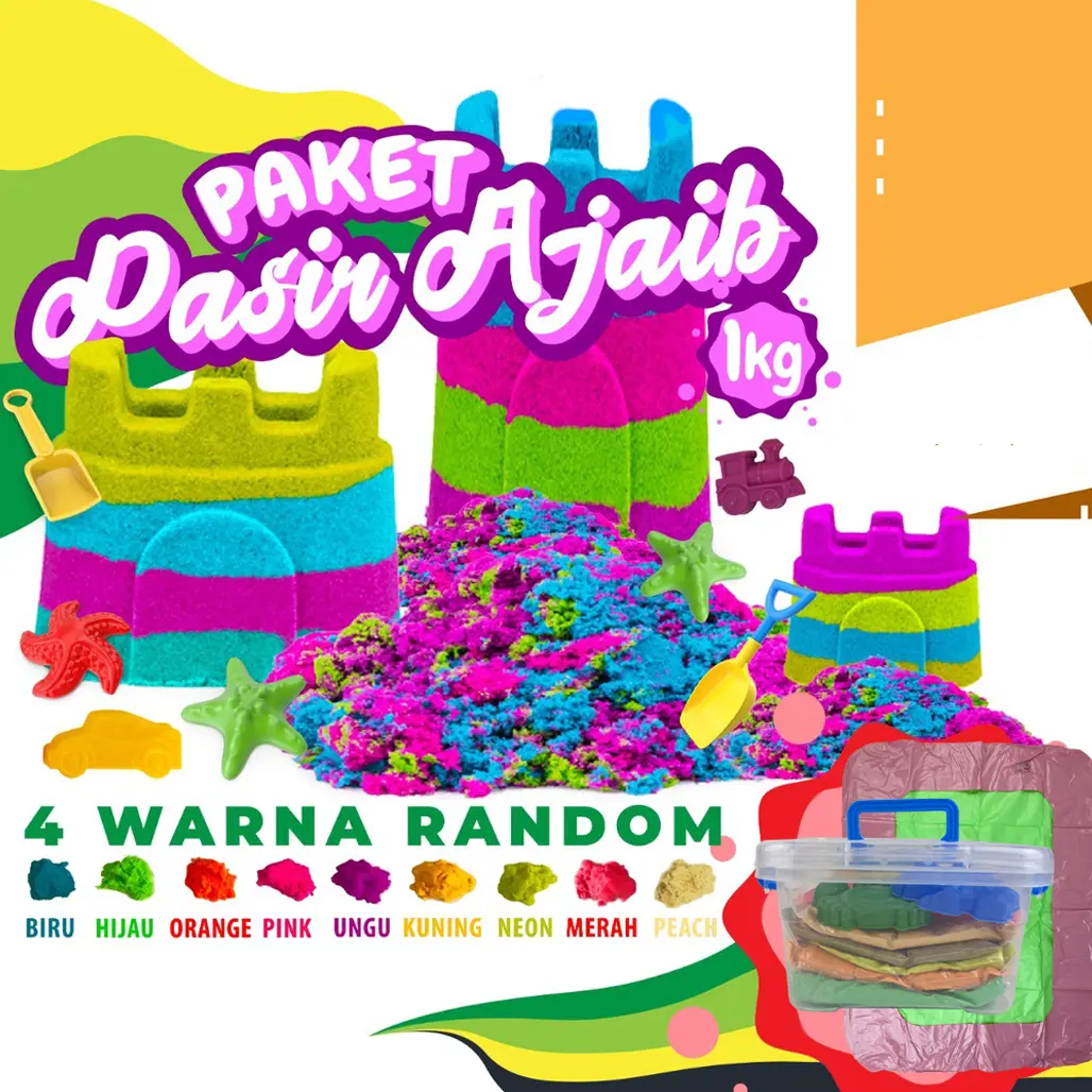 Paket Pasir Ajaib 1KG/ Mainan Anak Edukasi Pasir Ajaib Paket Lengkap
