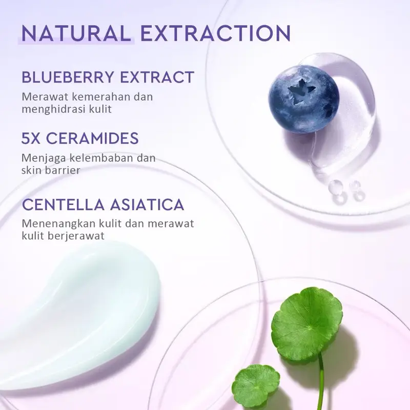 BUNDLE 3 Glad2Glow Blueberry Moisturizer Cream 5x Ceramide Skin Barrier Repair 30 gram 5