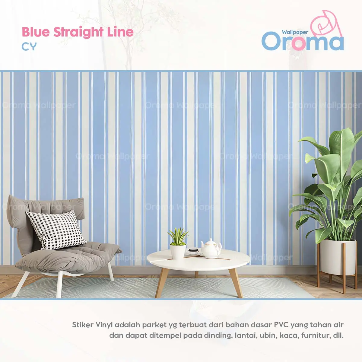 OROMA Stiker Vinyl Motif Salur Mudah Dipasang Dan Tahan Lama