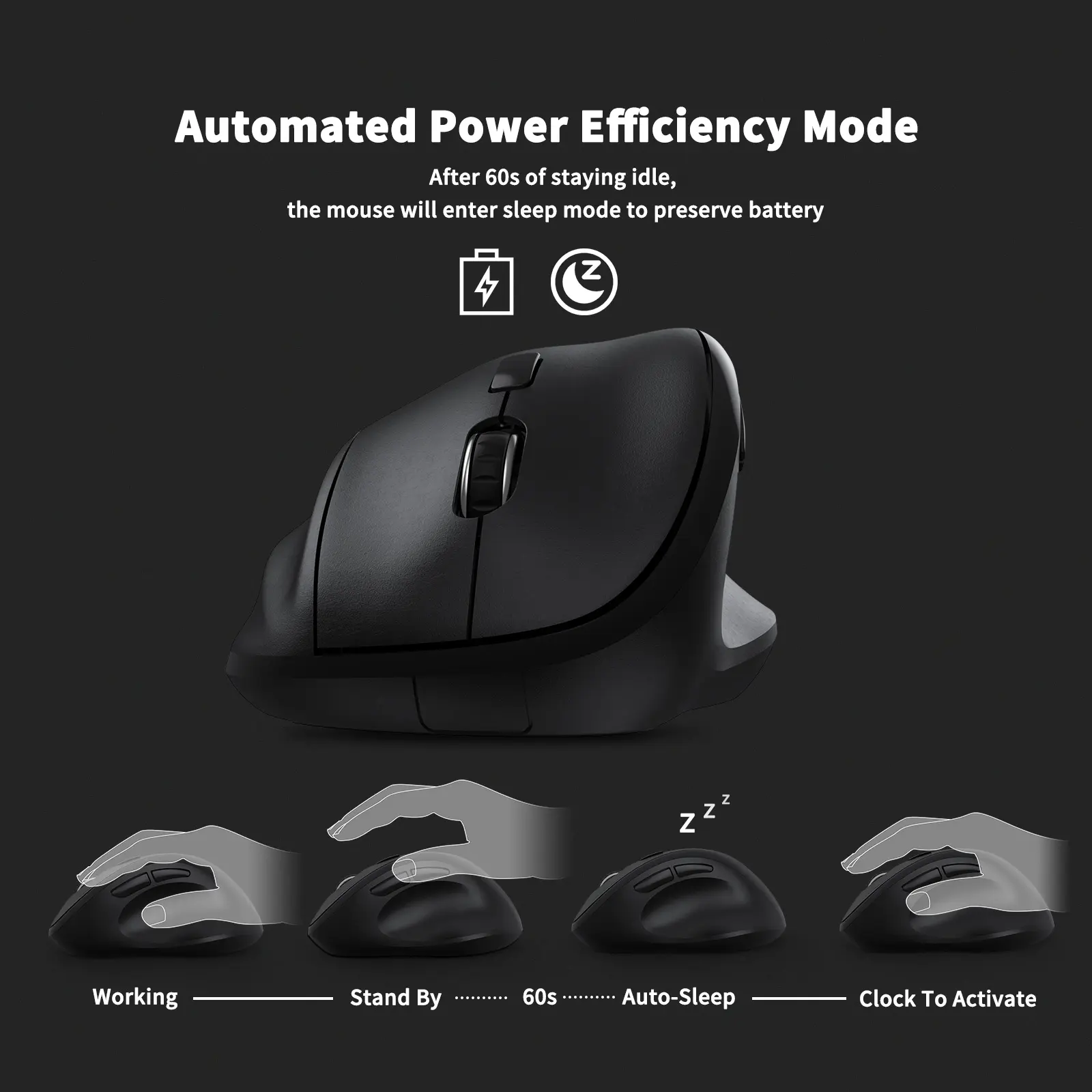Ergonomic Wireless Mouse USB Mouse RF 2.4G MP-V01W BLACK