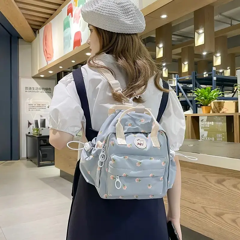 BISA COD - Tas Ransel Mini Perempuan Multifungsi Motif Bunga Tulip Bahan Canvas D300 / Tas Ransel Anak 5