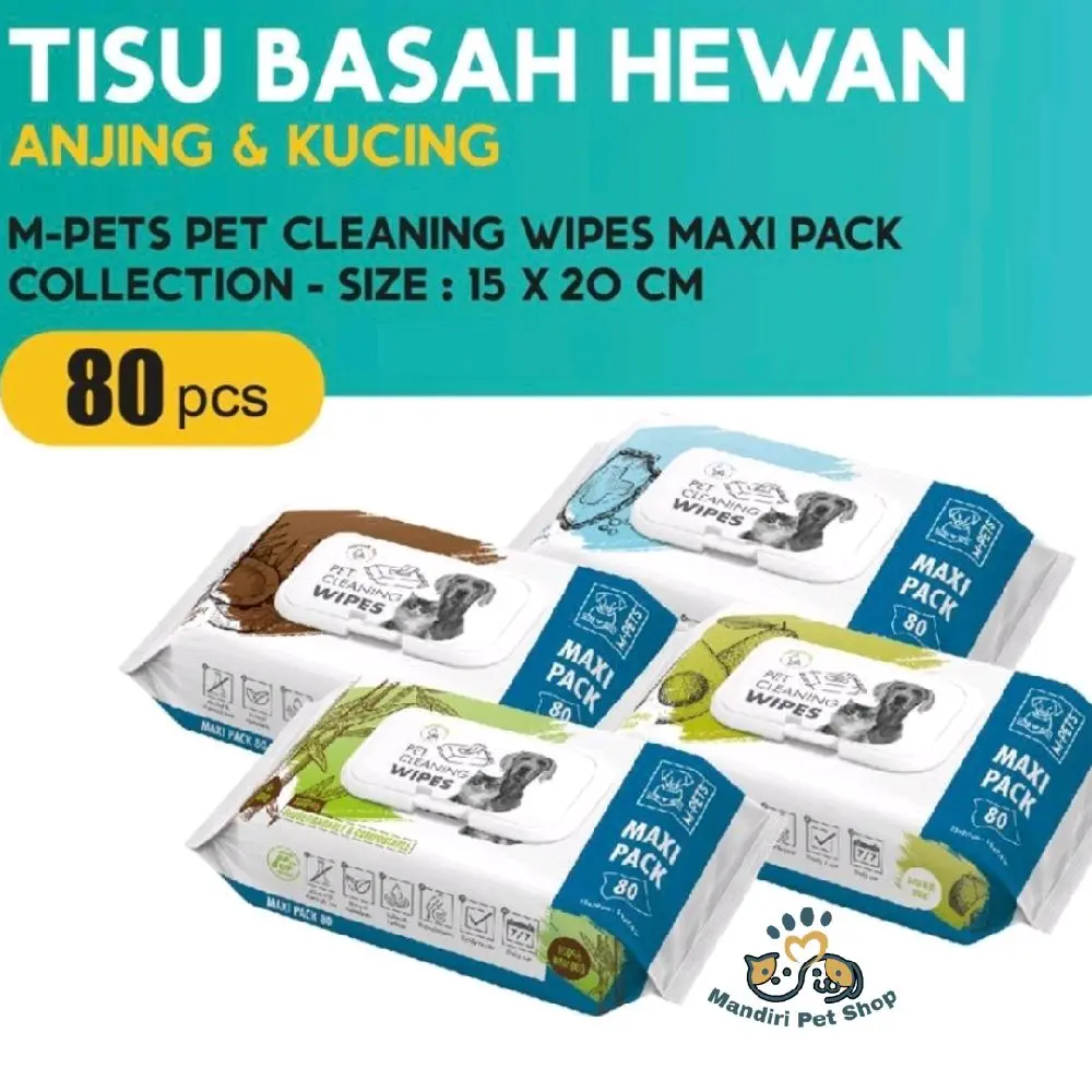 M-Pets Pet Cleaning Wipes Maxi Pack isi 80pcs - Tisu Basah Anjing & Kucing Anti-bacterial Bamboo Avocado Coconut
