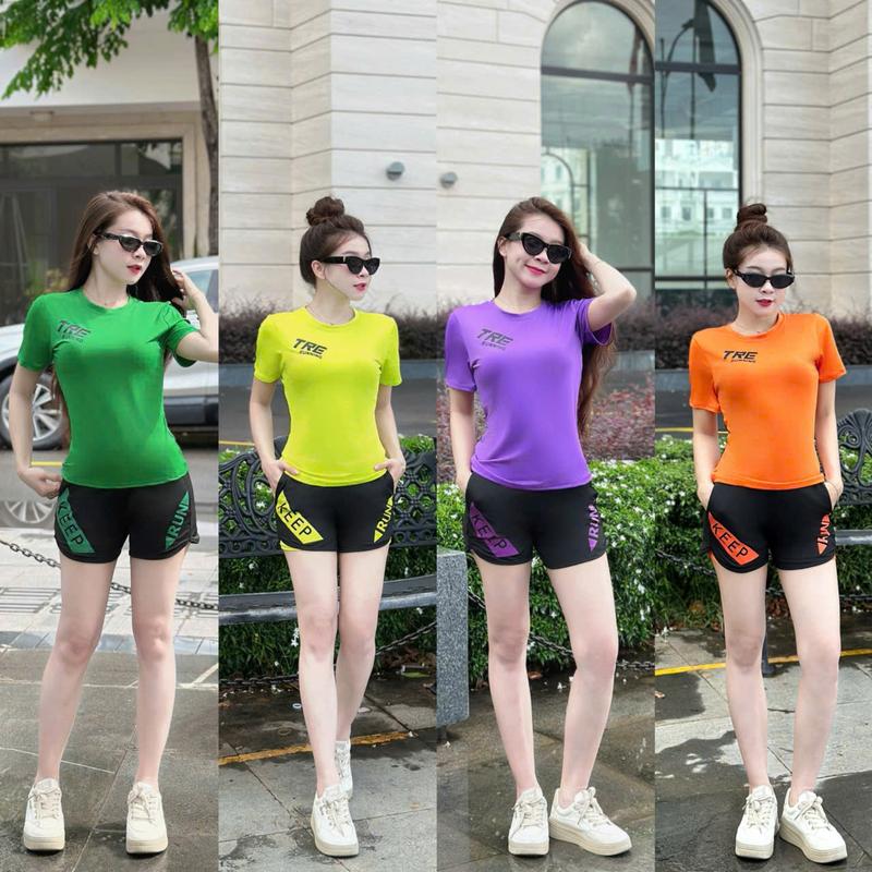 Bộ tập gym yoga aerobic nữ, Sét cộc đùi quần 2 lớp bộ tập thể thao nữ có túi quần