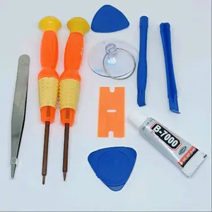 PAKET KUMPLIT ALAT SERVIS HP HANPONE OBENG 10 IN + CONGKELAN LCD + LEM B7000 3ML