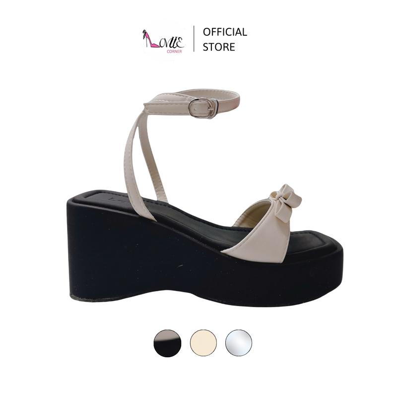 LOVIIECORNER - GIÀY ĐẾ XUỒNG CAO GÓT PHỐI NƠ - GIÀY NỮ ĐẾ BẰNG XINH CÓ HẬU SANDAL ĐI HỌC - SANDAL XUỒNG QUAI CÀI ĐI HẰNG NGÀY 9 PHÂN - S250501
