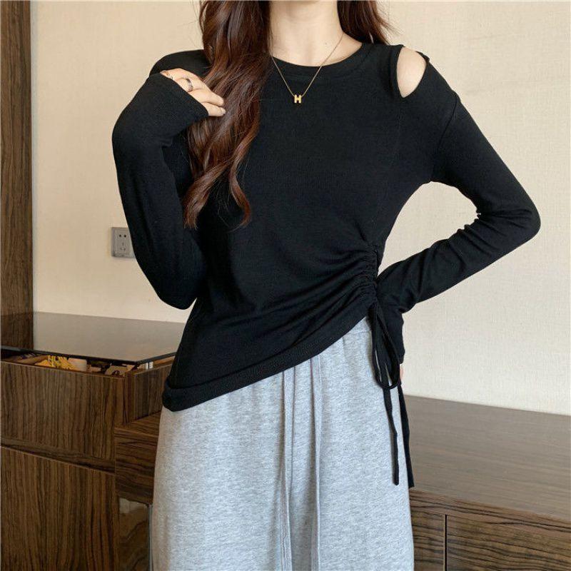 Missoofficial.id BJ1692 Baju Atasan Kaos Spandek Korean Tshirt Wanita Lengan Panjang Model Serut Samping Santai Oblong 8