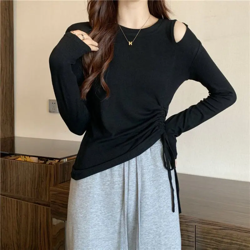 Missoofficial.id BJ1692 Baju Atasan Kaos Spandek Korean Tshirt Wanita Lengan Panjang Model Serut Samping Santai Oblong 8
