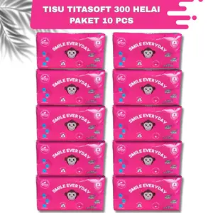 Paket 10 pcs Tisu Wajah Tita Soft 300 Helai dengan Serat Alami untuk Semua Jenis Kulit - Muka, Tissue