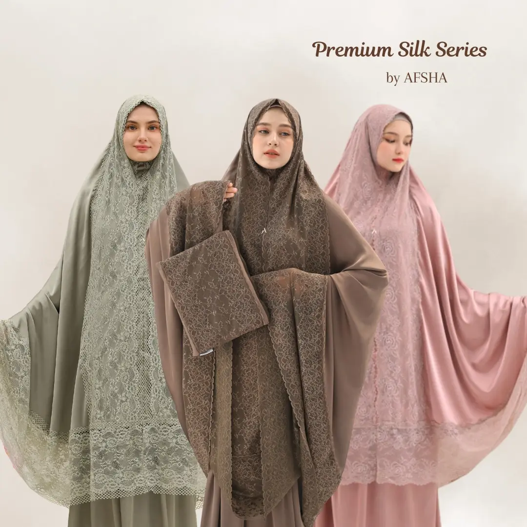 Afsha - Mukena Dewasa Silk Premium (Free Sajadah, Pouch & Box Hampers)