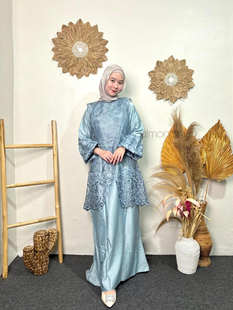 Product Introduction of FIRA LONG DRESS SET VEST OUTER TILLE BRUKAT GAMIS MUSLIM KONDANGAN TERBARU Wanita Remaja Dewasa Baju Pesta Rayon Mewah Setelan 1