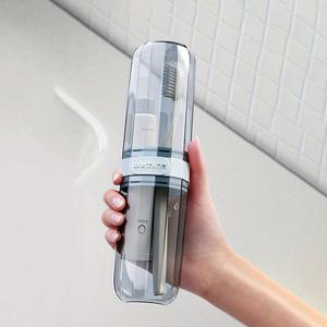 Vaso portátil de tamaño de viaje para enjuague bucal, 1 unidad de caja de almacenamiento transparente para cepillo de dientes, Esencial de viaje, Botella de enjuague bucal para baño, Organizador para el hogar