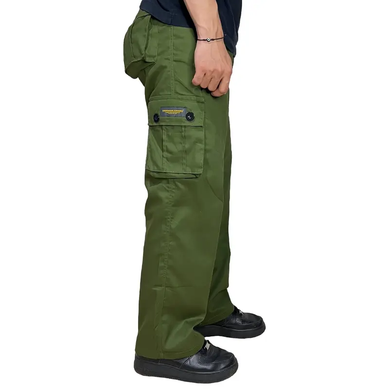 Celana Cargo Baggy Pants Fuckmous Apparel Hijau Army - Cargo Panjang Catton Twill Hijau Army Unisex 3