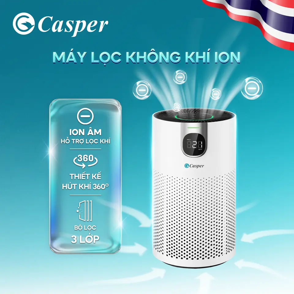 Máy lọc không khí Hepa Casper AP-E180M1/ AP-E180MP1 - lọc bụi siêu mịn PM2.5 - 20m2-25m2 - Bảo hành 1 năm