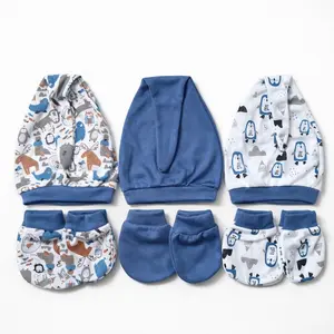 Paket 9in1 isi 3 Topi Bayi 3 Pasang Sarung Tangan 3 Pasang Sarung Kaki Bayi Variant Motif