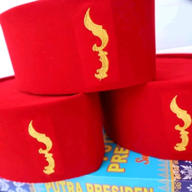peci songkok kopiah motif kujang merah cabe Polos Logo peci songkok hitam 2