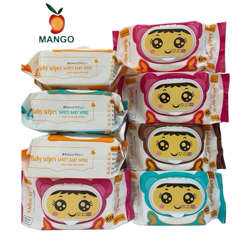 [ khăn ứơt MANGO] Thùng 10 bịch khăn ướt cao cấp BABY WIPES giấy khổ to 18x24cm không mùi không cồn không chất tẩy an toàn cho làn da bé Date đến 2028