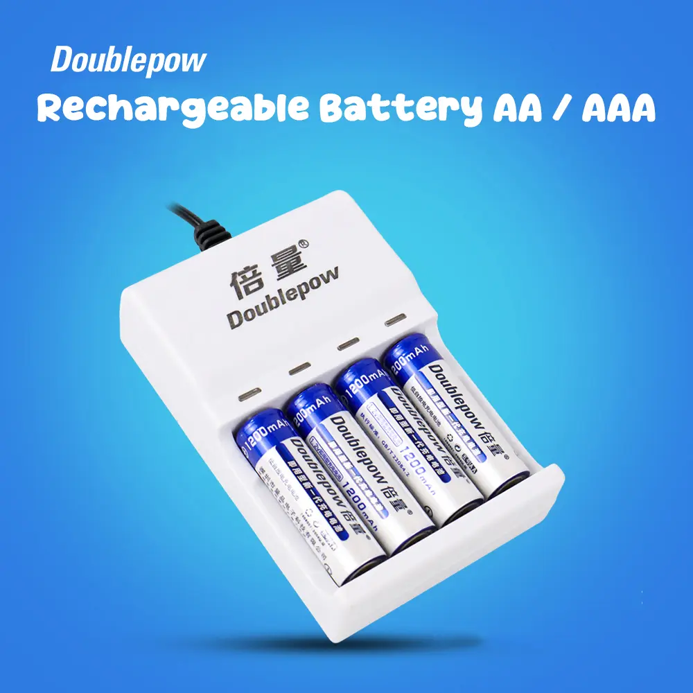 DoublePow Rechargeable Charger & Battery AA / AAA 900mAh 1200mAh 1250mAh 3200mAh / Fast Charger Adapter