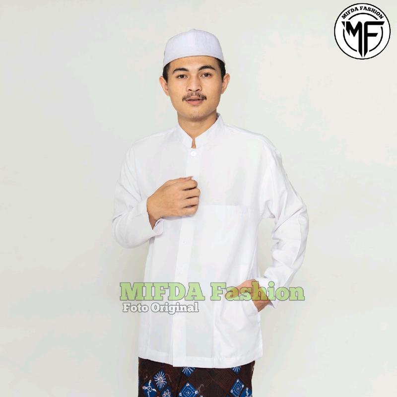 Baju koko haibah santri habaib polos bahan katun halus saku samping lengan panjang baju koko muslim 6