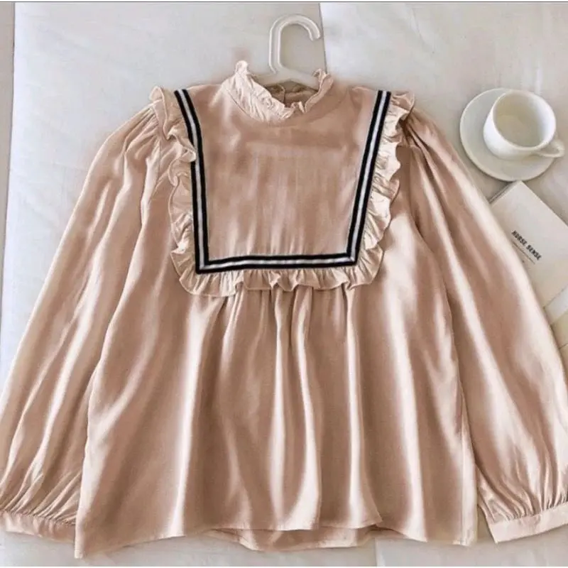 Atasan Wanita BONI TOP Blouse Lengan Panjang Ruffle Pita 3